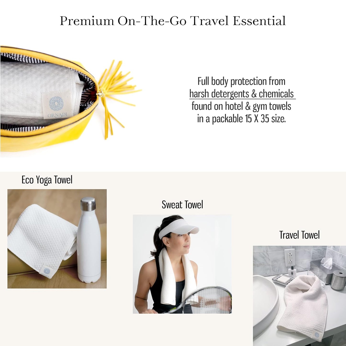 Organic Cotton Bamboo Viscose Face Towel Luxury Care for Sensitive Skin & Natural Hair Drying Made in USA Ultra Soft Absorbent Eco Travel 15 X 35