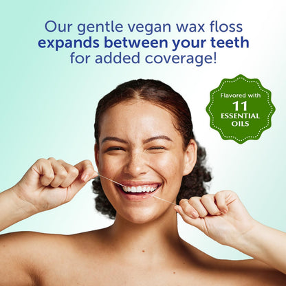 Gentlefloss Dental Floss, Waxed, Mint - Floss with Vegan Plant-Based Wax, Recyclable Cardboard Packaging, 100 Yds Ea (Pack of 6)