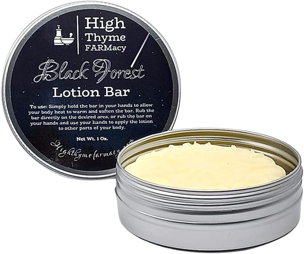 Black Forest Lotion Bar - Waterless Lotion Bar for Dry Skin - Black Forest Scented Moisturizing Beeswax Lotion Bar - Convenient Travel Lotion - Eco Friendly Lotion Massage Bar