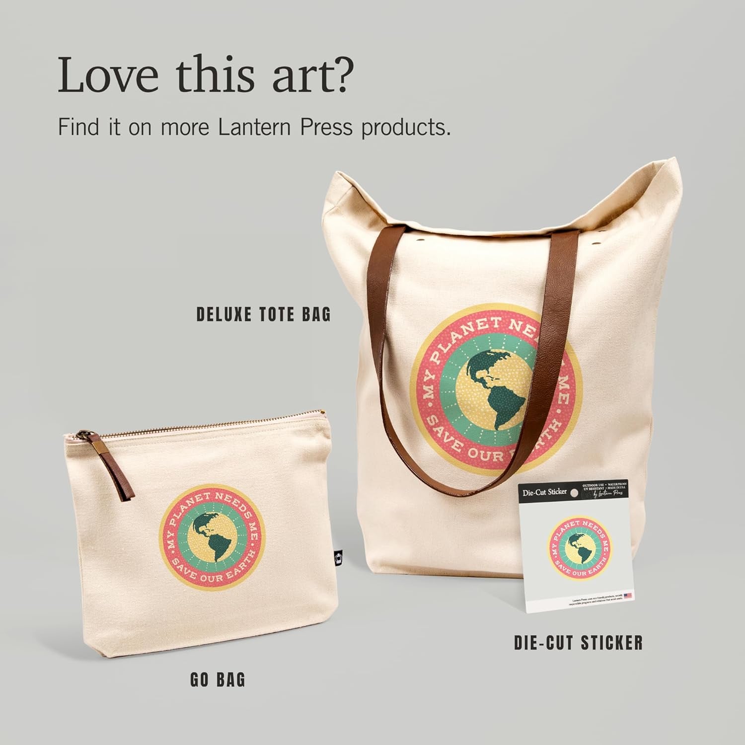 Young Conservationist Collection, Earth, My Planet Needs Me, 100% Cotton Zipper Pouch, Travel Accessory, Go Bag