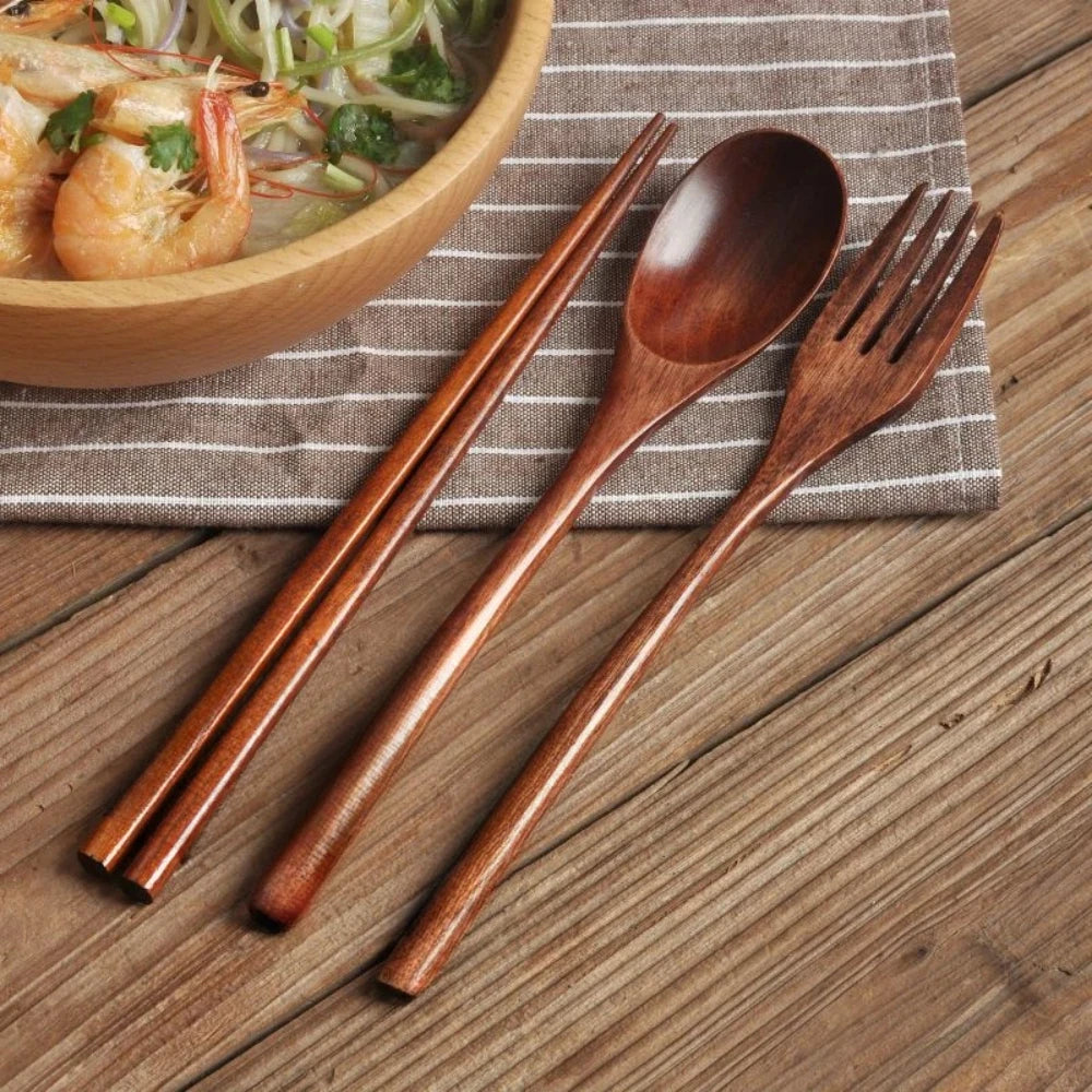 Spoon Fork Chopsticks Portable Cutlery Wooden Cutlery Set Travel Eco-Friendly Cutlery Set Gifts Utensils for Kitchen Sets Dining