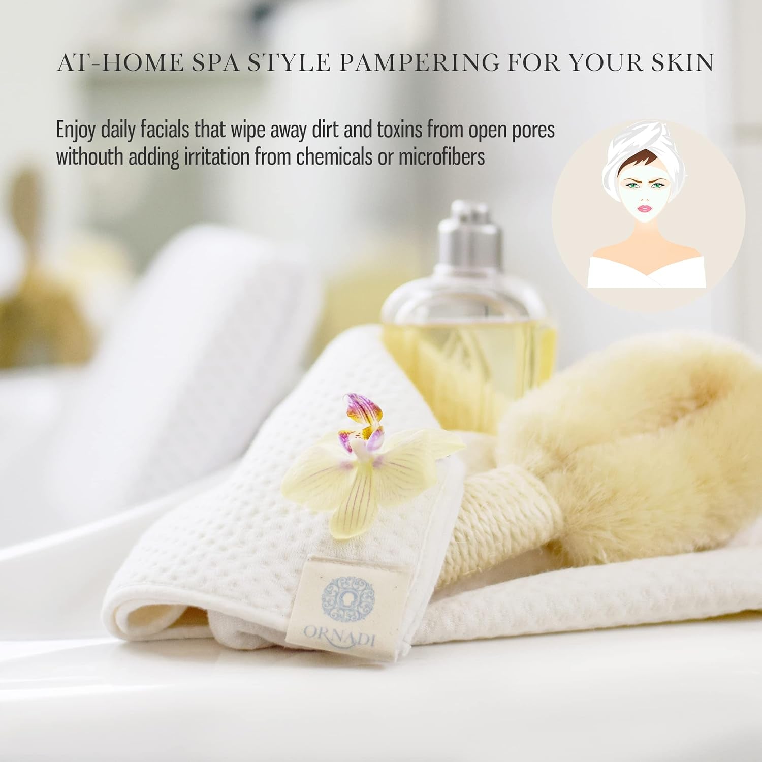 Organic Cotton Bamboo Viscose Face Towel Luxury Care for Sensitive Skin & Natural Hair Drying Made in USA Ultra Soft Absorbent Eco Travel 15 X 35