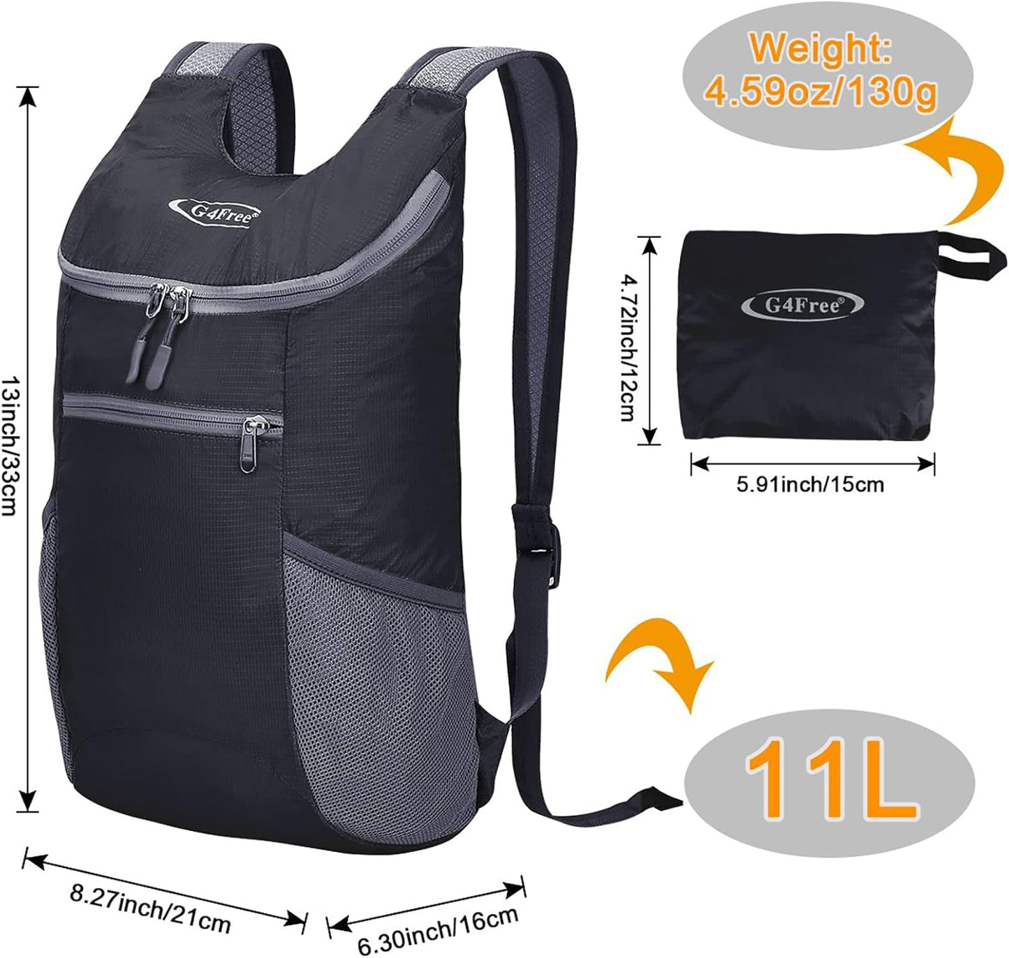 Lightweight Packable Hiking Backpack for Men Women Small Hiking Daypacks Foldable Shoulder Pack Casual Outdoor Bag 11L